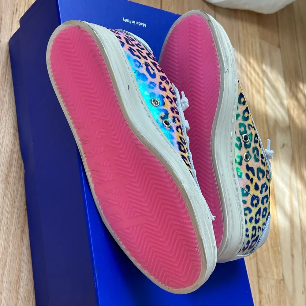 NEW p448 jack hologram animal‎ print shimmer sneakers shoes women’s pink cheetah - Picture 8 of 9